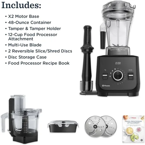 Miniatura 3 de Vitamix Ascent X2 SmartPrep - Sistema de cocina, licuadora de grado profesional, cuchillas de acero inoxidable, accesorio para procesador