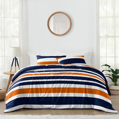 Miniatura 9 de Sweet Jojo Designs Juego de edredón individual de 2 piezas (rayas modernas) para niños o niñas, adolescentes, ropa de cama para niños, cama en una