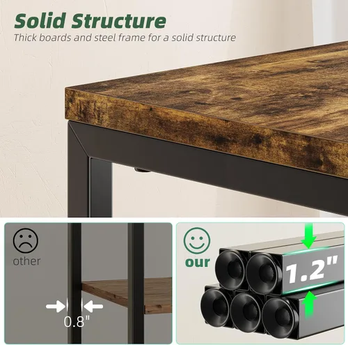 Miniatura 6 de Simple Trending Mesa auxiliar de 3 niveles, Mesa lateral Mesa de sofá para sala de estar, Estante de almacenamiento de mesita de noche, Marrón
