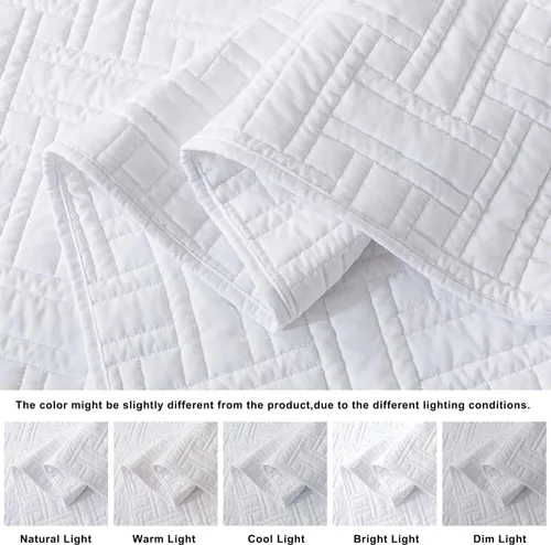 Miniatura 6 de Juegos de ropa de cama acolchados beige tamaño Queen con fundas de almohada, colcha cubrecama ligera y suave color crema tostado, manta acolchada