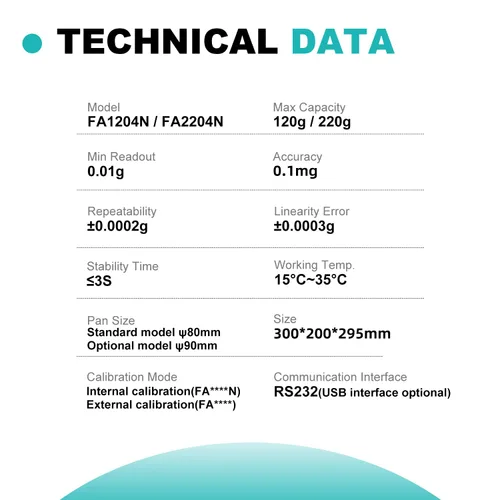 Miniatura 2 de JOANLAB Balanza analítica digital de 4.23 oz x 0.1mg balanza analítica automática de calibración interna de laboratorio de precisión con puerto