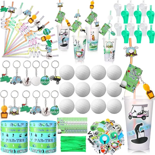 Miniatura 10 de Weysat 184 piezas de artículos para fiestas deportivas, rellenos para bolsas de regalos, taza, pajita, pelota antiestrés, llavero, calcomanía