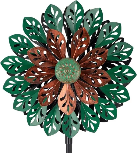 Miniatura 10 de Viveta Molinillo de viento para exteriores, escultura de viento decorativa con estaca resistente, molinetes rosas para patio y jardín