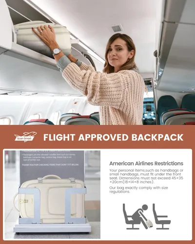 Miniatura 7 de LOVEVOOK Mochila de viaje para mujer y hombre, Beige, Mochilas de viaje