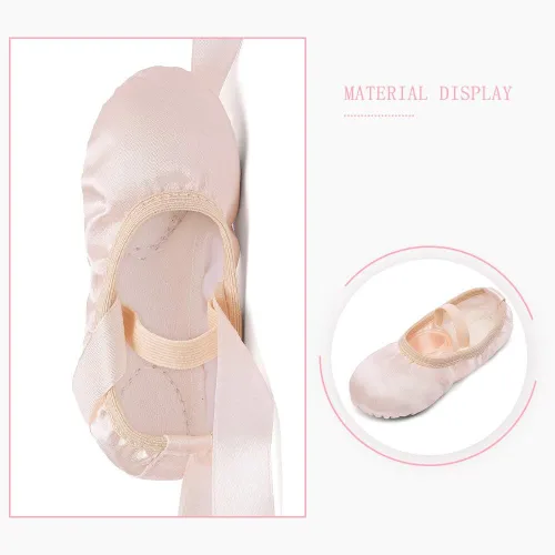 Miniatura 4 de Stelle Zapatos de ballet para niñas pequeñas, zapatillas de ballet de saténpurpurina para bailar (bebépequeñoniños grandes)