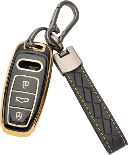 Miniatura 17 de Xotic Tech - Funda protectora de TPU con 3 botones de protección completa para llave sin llave, control remoto, con llavero compatible con Audi A3