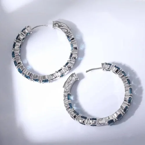 Miniatura 2 de Supermodel Aretes de aro de plata de ley 925 5.0 de 13 quilates, peridoto natural, turmalina, topacio azul cielo, granate, para mujer
