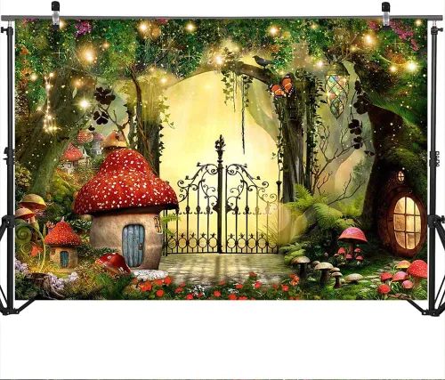 Miniatura 3 de Mocsicka Telón de fondo de primavera del país de las maravillas, cuento de hadas, casa de hongos, bosque, casa del árbol, puerta, fondo encantado