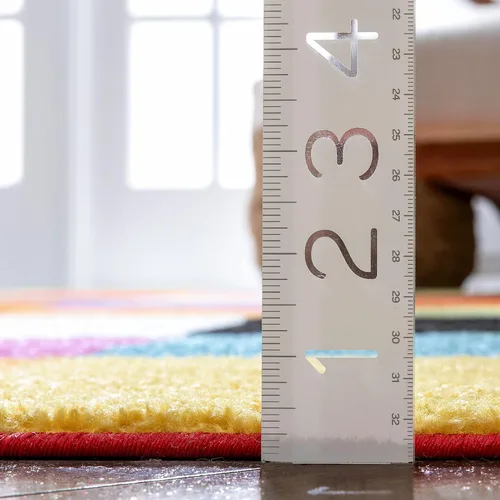 Miniatura 9 de Felpudo pequeño de Well Woven para habitación infantil, cocina. Suave y duradero de estilo moderno, diseño Daisy Flowers, con detalles en azul.