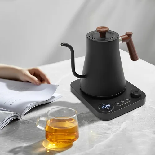 Miniatura 7 de Hervidor eléctrico de cuello de cisne, 1200 W, calor rápido, 0.9 L, temperatura ajustable, 104-212 °F ± 1 °F, 24 horas para mantener el calor, Blanco