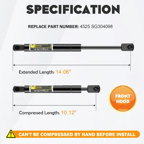 Miniatura 2 de Soporte de elevación de capó delantero 4525 compatible con 1997-2004 Corvette, 2007-2016 Lincoln Navigator Struts Shocks SG330023