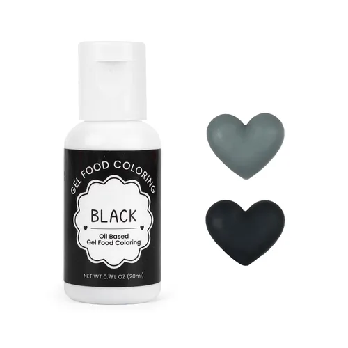 Colorante de alimentos a base de aceite para chocolate, gel comestible de color negro a base de aceite de 20 ml para decorar pasteles, azúcar,