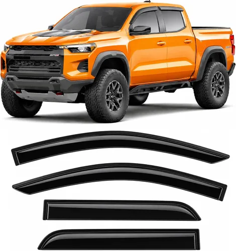 Miniatura 15 de 2019-2023 Deflectores de ventana laterales tintados para Ford Ranger SuperCrew XL XLT Lariat con protectores de lluvia adhesivos, tonos ahumados