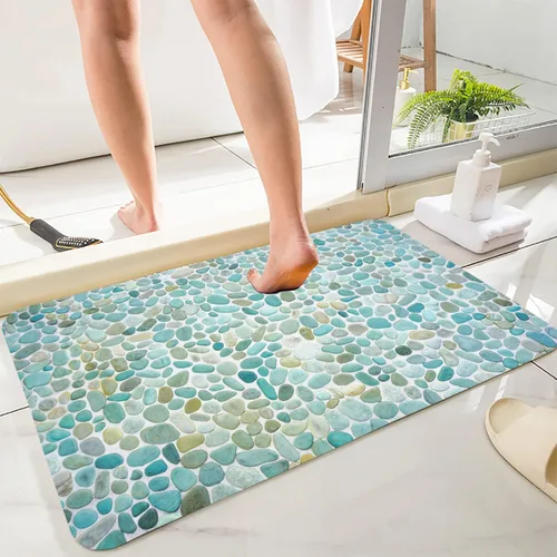 Miniatura 11 de LYFANS Alfombras absorbentes y antideslizantes para uso en cocina y baño, alfombrillas modernas de arte azul con delfín en 3D (61x41 cm)