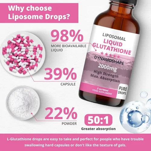 Miniatura 4 de Glutatión liposomal de 2000 mg con vitamina C, líquido de glutatión oral, suplemento antioxidante para desintoxicación, absorción superior, dosis