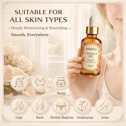 Miniatura 4 de Renovia Cyperus Rotundus Oil for Hair Removal, 2026 New Professional Hair Removal Oil, Renovia Organics Hair Removal for Women, Moisturizing