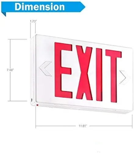 Miniatura 2 de 1 paquete de letrero de salida LED rojo con luces de emergencia con respaldo de batería, dos cabezales LED ajustables -120/277VAC-UL listado - Señal