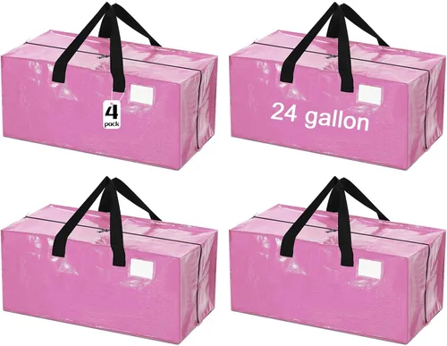 Miniatura 34 de 4 Piezas Bolsas de Mudanza Grandes con Cremallera y Asas Bolsas de Lona Tipo Duffle Plegables de Almacenamiento Extra Resistentes Extra Grandes