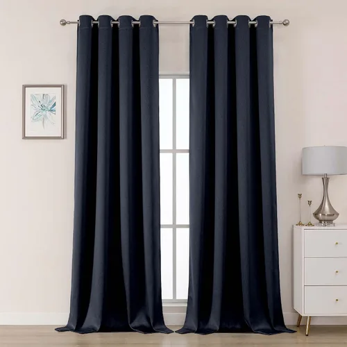 Miniatura 15 de OWENIE Cortinas 100% opacas de 96 pulgadas de largo, 2 paneles para dormitorio, sala de estar, cortinas superiores con aislamiento térmico