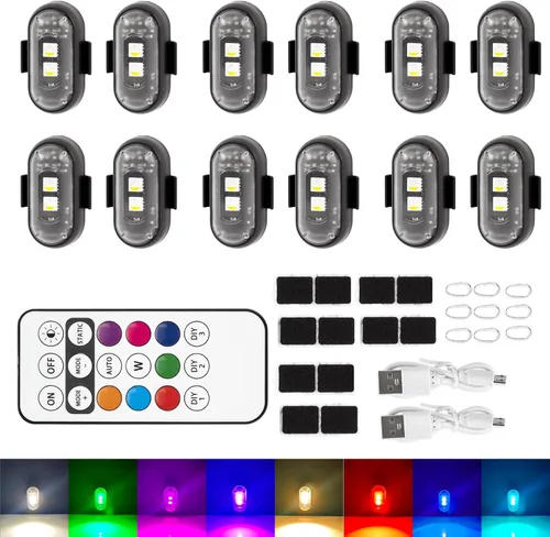 Miniatura 10 de XINGWU - 4 luces estroboscópicas LED inalámbricas con control remoto, 8 colores, carga USB, impermeables, luces de emergencia, luz para roca