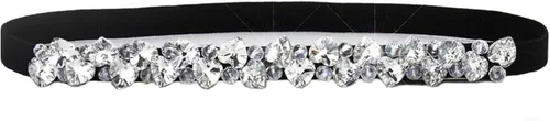 Cinturón ajustado para mujer, estilo vintage, con diamantes de imitación, color plateado, cinturón elástico retro, cinturón de cintura elástico para