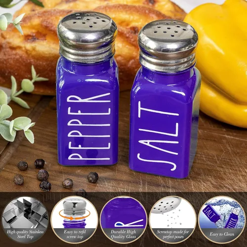 Miniatura 2 de Juego de salero y pimientero morado de Brighter Barns - Decoración moderna de cocina estilo granja para el hogar y accesorios - Juego de salero