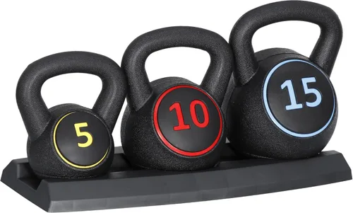 Nouva Juego de pesas rusas con estante de almacenamiento, pesas rusas de entrenamiento de fuerza, pesas rusas de agarre ancho, juego de pesas para