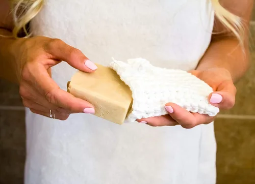 Miniatura 2 de Taupe Soap Saver Pouch - Handmade Bathing Accessories for Bath and Shower (Single Bag)