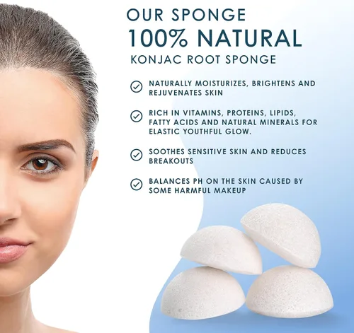 Miniatura 3 de Konjac - Esponja facial para limpieza Vegano + sin microplásticos 100% natural a base de plantas No tóxico Biodegradable sostenible