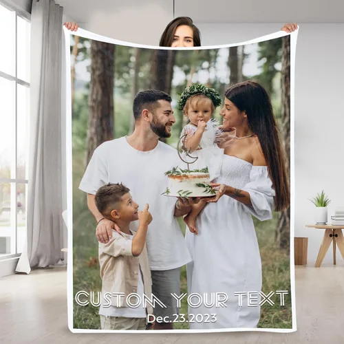 Manta personalizada con imagen/foto – Manta de franela personalizada para mujeres y hombres – Manta personalizada para regalos de Navidad, San Solo
