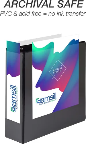 Miniatura 127 de Samsill - Carpeta duradera de 5 pulgadas, fabricada en los Estados Unidos, con anillos en D, transparente y personalizable, color blanco