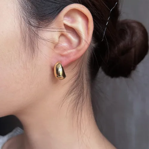 Miniatura 6 de Aretes de aro gruesos de oro para mujer, con textura, abiertos, gruesos, aretes de aro triples