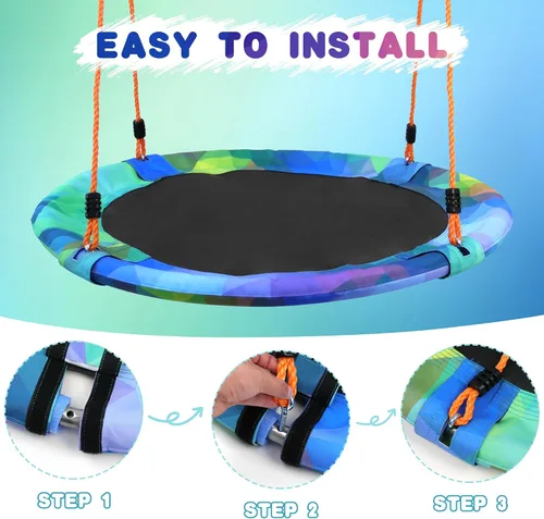Miniatura 5 de Asiento de columpio de árbol de platillo de 40 pulgadas para niños, columpio para exteriores