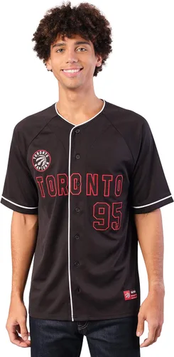 Miniatura 12 de Ultra Game Camiseta de béisbol oficial de la NBA con botones y botones para hombre Negro 23