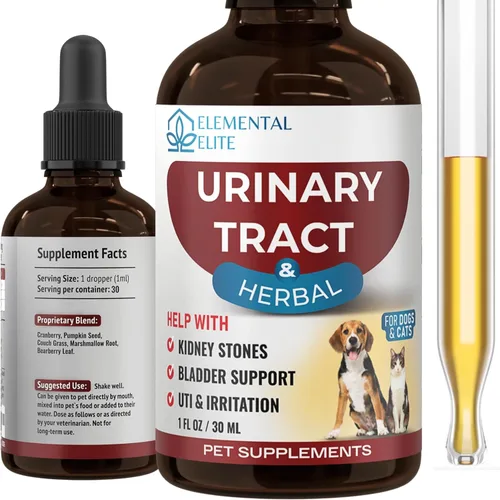 EDUZEBRA Tratamiento para la salud del tracto urinario para perros y gatos – Gotas naturales de apoyo a las infecciones urinarias con extracto de