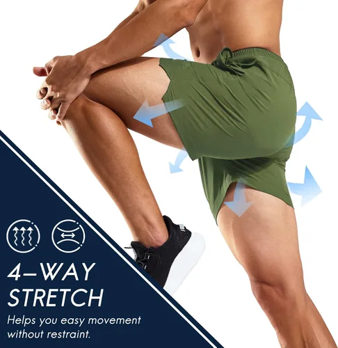 Miniatura 2 de Haimont Pantalones cortos deportivos de 5 pulgadas para hombre ajuste seco con bolsillos resistentes al agua ligeros para entrenamiento y gimnasio