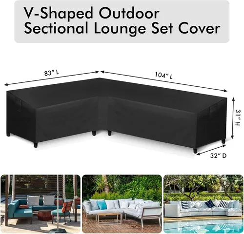 Miniatura 2 de WLEAFJ Funda de sofá modular para patio en forma de L, impermeable, de alta resistencia para exteriores con ventilación, con orientación a
