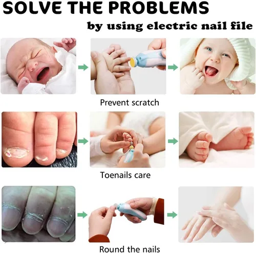 Miniatura 7 de Cortador de uñas eléctrico para bebés, lima de uñas para bebé, 20 en 1, kit de lima de uñas seguro para recién nacidos, niños pequeños o adultos