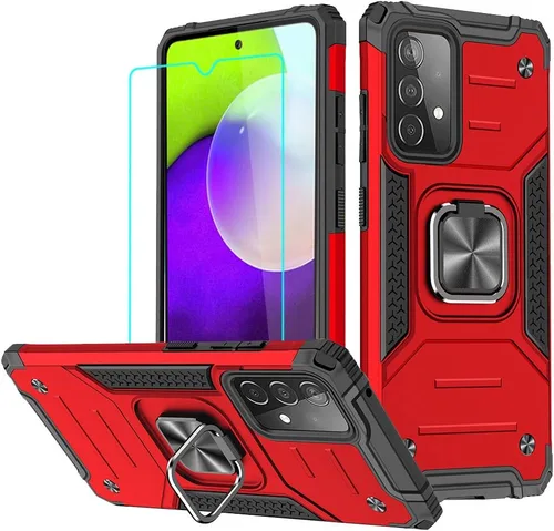 Miniatura 9 de HNHYGETE Funda para Samsung A52, Galaxy A52 5G, con protector de pantalla HD, a prueba de golpes, resistente a los golpes, con anillo de rotación