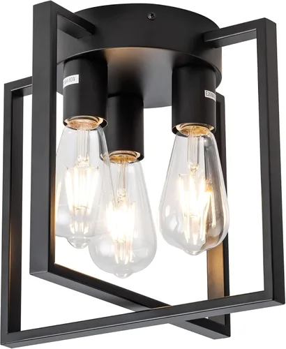 Miniatura 2 de Lámpara de techo negra de 3 luces, accesorios de iluminación industriales de cocina estilo granja para pasillo, recámara, baño, entrada