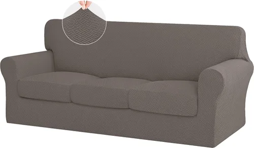 Miniatura 9 de ISSUNTEX - 4 piezas de fundas de sofá de alto estiramiento y espesor, funda suave para sofá con 3 cojines separados, funda elástica de sofá de tela