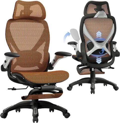 ELABEST X100 Silla de Oficina Ergonómica con Reposapiés, Silla Grande y Alta para Escritorio en Casa con Brazos Desmontables 5D, Soporte Lumbar