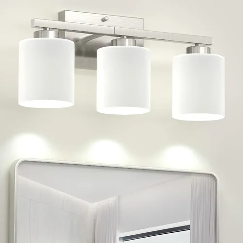 Miniatura 12 de Honesorn Luces Modernas de Tocador - 2 Luces Negras para Baño con Pantalla Esmerilada, E26 Montadas en Pared, Antioxidante