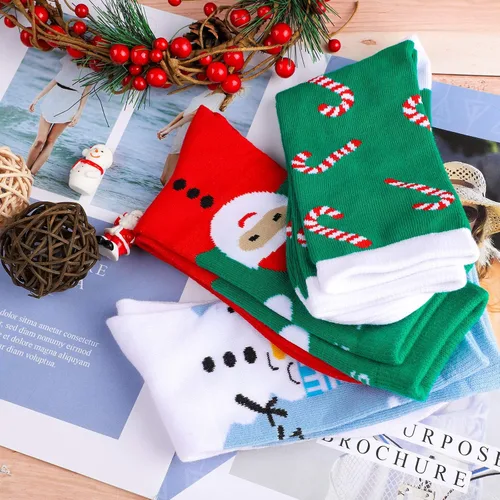 Miniatura 4 de Cooraby Juego de 20 pares de calcetines de algodón suave y cálido para mujer, regalo de Navidad, Rojo y verde