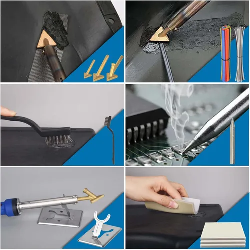 Miniatura 6 de Kit de Soldador de Plástico de 130W Deluxe, Kit de Soldador de Hierro de Soldadura de Plástico 3-en-1, Herramienta Profesional de Reparación de Negro