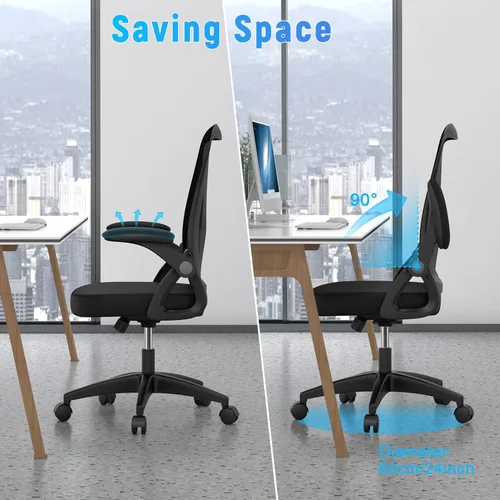Miniatura 8 de naspaluro Silla de oficina ergonómica, sillas de escritorio con respaldo medio con altura ajustable, silla giratoria con brazos abatibles y soporte