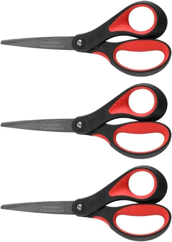 LIVINGO Tijeras de alta calidad de 8 pulgadas para oficina, tijeras multiusos antiadherentes de titanio para manualidades, cuchillas afiladas de