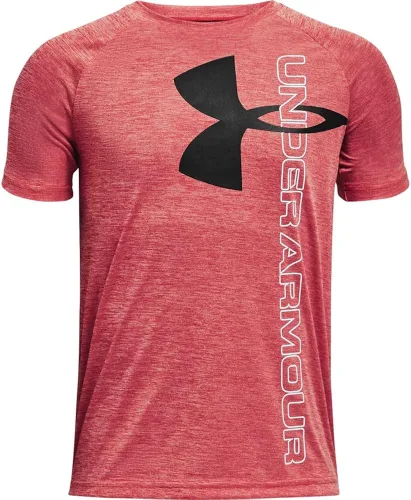 Under Armour - Camiseta manga corta híbrida con logotipo para niño