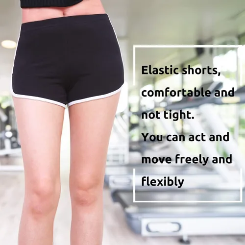 Miniatura 3 de URATOT Pantalones cortos elásticos de algodón para mujer, para gimnasio, yoga, verano, correr, danza, paquete de 2