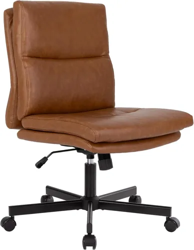 Miniatura 7 de LUCKWIND Silla de escritorio de oficina sin brazos con ruedas, silla de trabajo giratoria cruzada con espalda media, silla de tocador acolchada